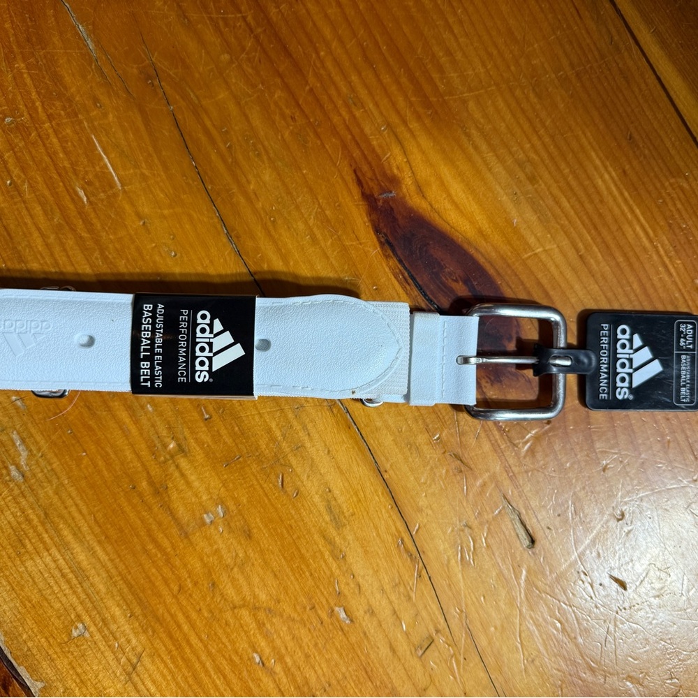 Adidas White Leather Baseball Belt